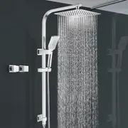 ACA 10'' Square Shower Head Set 3-MODE Handheld Gooseneck Diverter Arm With Cubic Taps