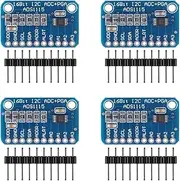 Getue 4pcs ADS1115 16 Bit 4 Channel I2C IIC, MELIFE Analog-to-Digital ADC PGA Converter with Programmable Gain Amplifier High Precision ADC Converter Development Board for Arduino and Raspberry Pi