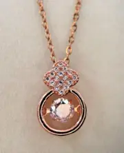 Fifth Ave Rose Gold Rhinestone Clover Ring Pendant Necklace