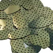 Oval Sequin 1.5" Black Polka Dot on Gold Metallic