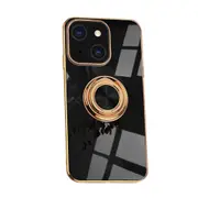 For iPhone 14 Plus Case Electroplating Luxury Kickstand Ring Holder Cover Black