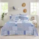 PHF 100% Cotton Fabric Patchwork Quilt Set King Size, 3PCS Lightweight Boho P...
