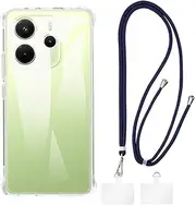 Crossbody/Neck Strap TPU Phone Case Combo Compatible with Xiaomi Redmi Note 14 4G 164MM, Shockproof Protective Cover with Adjustable Lanyard