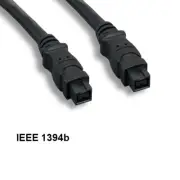 Kentek 3 ft IEEE-1394B Firewire 800 9-Pin Male to 9-Pin Male Cord Data DV Black