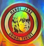 HANOI JANE URINAL TARGET STICKER/DECAL HOLOGRAPHIC/3 INCHES IN DIAMETER/4 PACK
