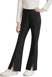 [blibean] Tween Girls Bell Bottoms Pants Uniform Slit Pants with Pockets Size 6-15 Years
