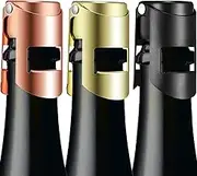 HYZ Champagne Stoppers 3-Pack, Stainless Steel Sparkling Wine Bottle Stopper with Pure Silicone Air Tight Seal - Professional Wine Saver for Champagne，Prosecco and Cava Rose Gold/Silver/Black