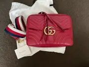 New Gucci Sylvie Web GG Marmont Bag Calfskin Red GHW