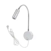 3W Wall Mounted Reading Light Flexible Gooseneck LED Sconce Lamp 01 Silver Cool