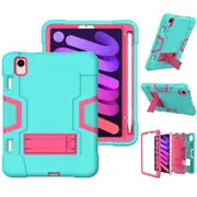 MCC Stylish Shockproof iPad mini (A17 Pro) 8.3" 2024 Case Cover Heavy Duty Kids Apple mini7 7th Gen 7 [Light Blue+Magenta]