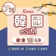 【環亞電訊】eSIM韓國7天總量10GB(24H自動發貨免等待免換卡 esim韓國 虛擬卡 韓國上網卡 環亞電訊)