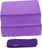 Generic 3pcs Yoga Block Set with Stretchy Strap Yoga Bricks for Flexibility Support and Improved Poses for Beginners Gym and Home Practice