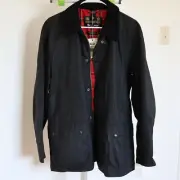 Size L Barbour Ashby Wax Waxed Cotton Jacket Coat BLACK Red plaid MWX0339BK71