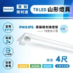 【PHILIPS 飛利浦照明】T8 山型燈具 四呎雙管 日光燈座 含燈管 雙管山型燈(1入組)