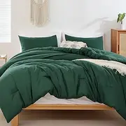 ROSGONIA Oversized King Comforter 128x120, 3pcs Super King Plus (1 Dark Green Comforter & 2 Pillowcases) Lightweight Bedding Set Quilt