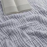 [Comfy Cubs] Muslin Blanket for Adults, Extra Large Twin 90” x 66”, 6 Layer Cooling Cotton Softness, Breathable & Warm Throw for Bedroom, Living Room Couch (Slate Grey, Twin - Muslin)