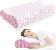 CloudBliss Memory Foam Pillow, Ergonomic Neck Contour Cervical Standard, Pink