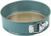 Prestige x Nadiya 23cm Springform Cake Tins for Baking - Non Stick Round 9 Inch Cake Tin, Dishwasher Safe Steel Bakeware, Teal & Gold