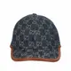 [二手] 【GUCCI 古馳】滿版Logo 皮革滾邊 棒球帽 帽子 牛仔 丹寧 藍色 656206 M