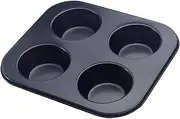 EKDJKK 4-Hole Muffin Pan, Bakeware Non-stick Cupcake Baking Pan Mini Pie Pans, Heavy Duty Carbon Steel Muffin Tray Standard Baking Mold Pan for Oven Baking