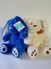 Set Easter Blue & White Bunny Plush, New 13"