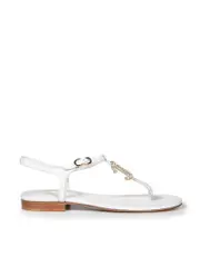 White Faux Pearl embellished CC Sandals