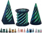 3D Printed Spiral Fidget Toys Impossible Pyramid Passthrough Sculpture Mini Cones Pass Through Pyramid Fidget Toy (Green Black)