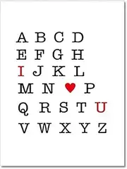 I Love You ABC Alphabet Nursery Decor Wall Art Canvas Painting Pictures for Baby Room Home Decor Birthday Gift 60x90cm Frameless