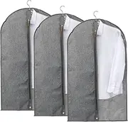 Takara Tiora 3 Pack Suit Garment Bag Dust Resistant Cover for Hanging Clothes or Travel Garment Bag Clear 60x100cm