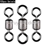100PCS Rolling Barrel Swivels 18LB-210LB Fishing Swivels Solid Ring Size 12#-3/0