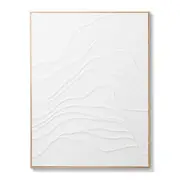 E Style Wavy Hand Painted Abstract Wall Art Hanging Decor 120x150cm White