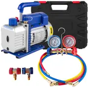 4CFM 1/4HP Rotary Vane Vacuum Pump + R134AManifold Gauge Tester Charging +Hose