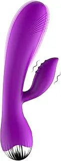 PUWCBZE G-Spot Dildo Rabbit Vibrator with 10 Vibration Modes, Clitoris Stimulator Dual Motor Massager Vaginal Soft Silicone Waterproof Rechargeable Adult Sex Toys for Women Pleasure Couple
