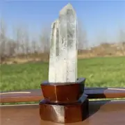 710g Natural Clear Quartz Obelisk Quartz Cystal Point Wand Tower + Stand