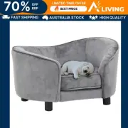 Dog Sofa Grey 69x49x40 cm Plush Comfortable Pet Bed Furniture for Dogs Cat 70941