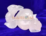 5" Rose Quartz Stone Handmade Skull Statue With Dragon Spirituality Gift G041
