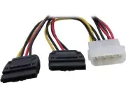 *NEW Coboc 6" Molex 4-pin LP4 Male /2 x SATA 15-Pin Female Power w/ Latch Y-Spli