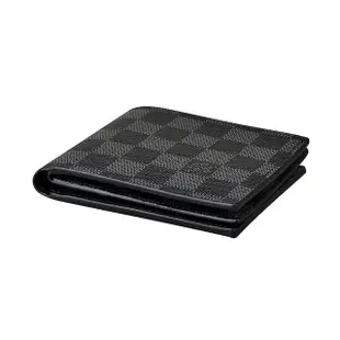 【Louis Vuitton 路易威登】LV N60053 AMERIGO棋盤格LOGO Damier Graphite帆布8卡對折短夾(黑)