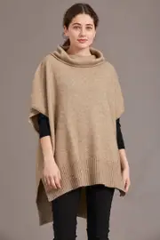 McDonald Possum Merino Step Hem Poncho-Mocha