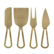 4pc Orson Stainless Steel 14cm Cheese Knife Set Spreader/Fork/Narrow Plane Gold