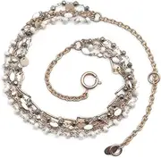 [Catherine Popesco] White & Grey Mineral Stone Mix Multi Strand Goldtone Necklace