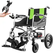 Electric Wheelchair(12.5Kg), with Intelligent Control Direction, Aluminum Frame, 2 ×5.2AH Batteries, Endurance: 20Km,Green