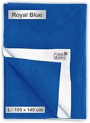Beebaby UltraDry Baby Waterproof Bed Protector/Dry Sheet. 0M+ | Soft Touch. (Dark Blue, Large) (140 x 100 cm)