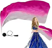 [Generic] Silk Belly Dance Veil, Silk Scarf Veils for Belly Dance Streamer Poi, Gradual Colors Elegant Silk Flag Ribbon with Ball Poi for Practice Dance Silk Veil