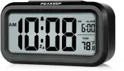 Peakeep Night Light Digital Alarm Clock Battery Operated with Indoor Temperature