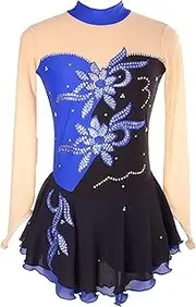 [Zagitova] Figure Skating Dress for Girls Patchwork Women Elegant Printing Competition Dance Outfits with Shiny Rhinestone