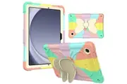 For Samsung Galaxy Tab A9 Case, 8.7 inch SM-X110 X115 Butterfly Fancy Shockproof Heavy Duty Kickstand Case Cover (Rainbow)