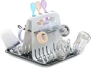 Baby Bottle Drying Rack, Deluxe Countertop Drying Rack, Universal Drying Station, High Capacity Drying Rack with Bottle Brushes, Cup and Bottle Drying Rack, Holds Up to 8 Large Bottles