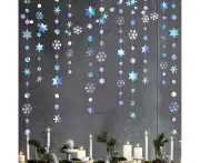 4pcs 13ft Party Decorations Rainbow Snowflake Garland Holographic Paper Snowflake Streamers for Christmas, Birthday Wedding, Shower Party Supplies