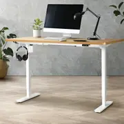 Oikiture 150CM Electric Standing Desk Single Motor Height Adjustable Sit Stand Table Top OAK